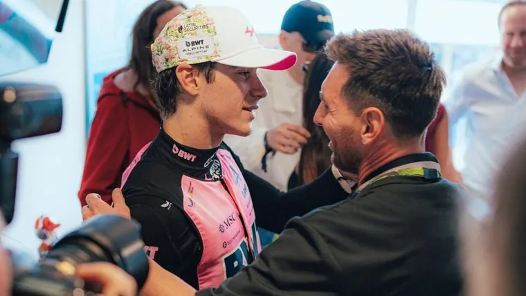 Lionel Messi y Franco Colapinto en el GP de Miami